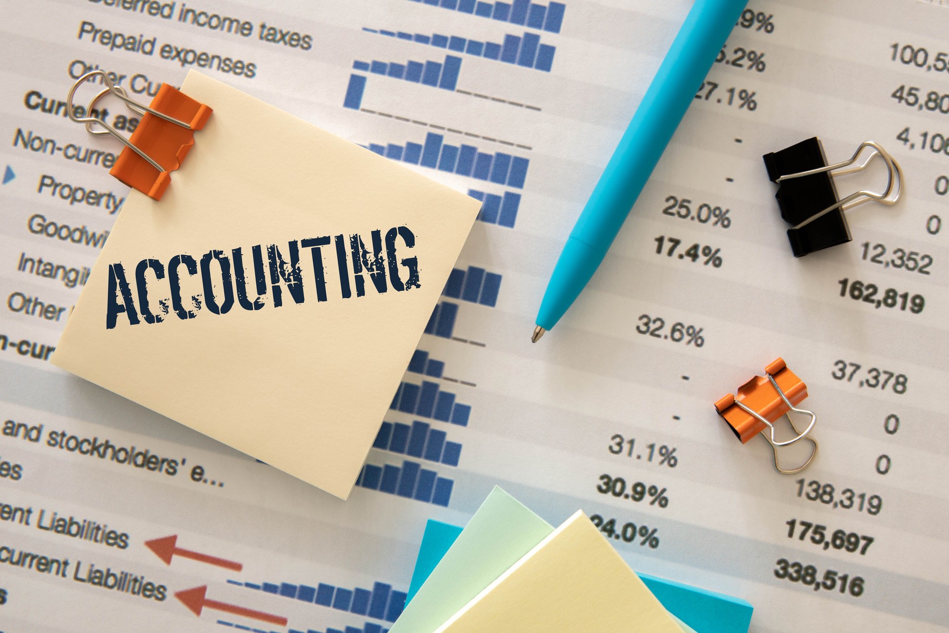 business accounter work with taxes and keyboard